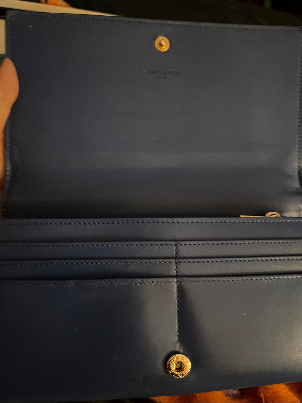 Saint Laurent Navy Blue Leather Zip Wallet - Picture 10 of 12